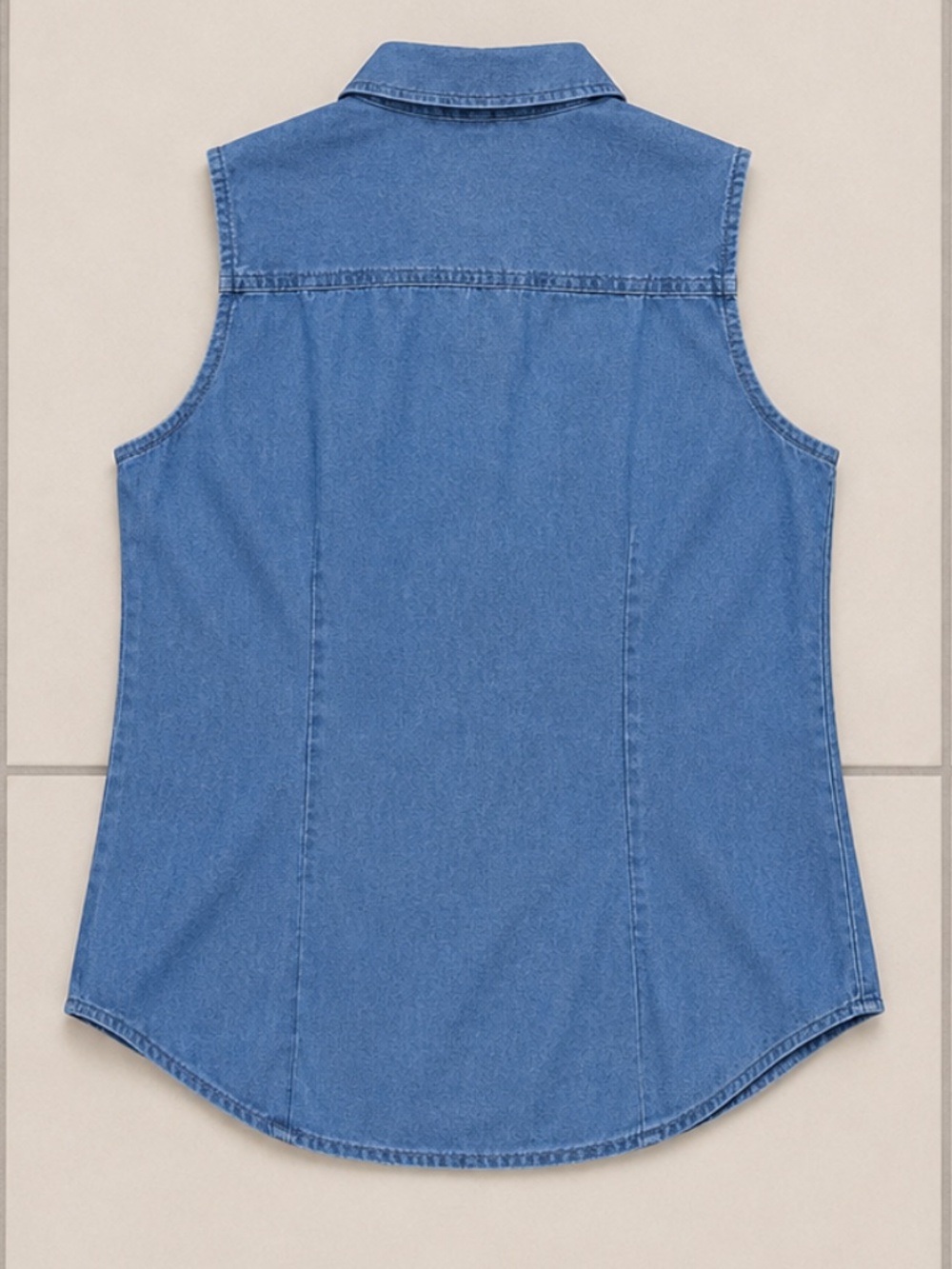 Banana Republic Blue Chambray Sleeveless Button Front Shirt Women's M - Picture 2 of 4